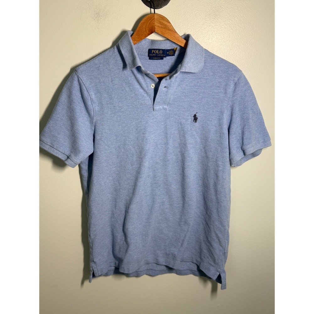 Polo Ralph Lauren Mens Classic Fit Short Sleeve Polo Shirt Light Blue Heather M